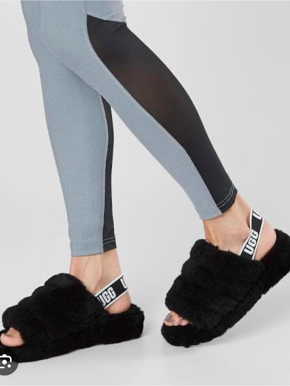 UGG Black Fluff Yeah Slides Shearling Slingback Sandal